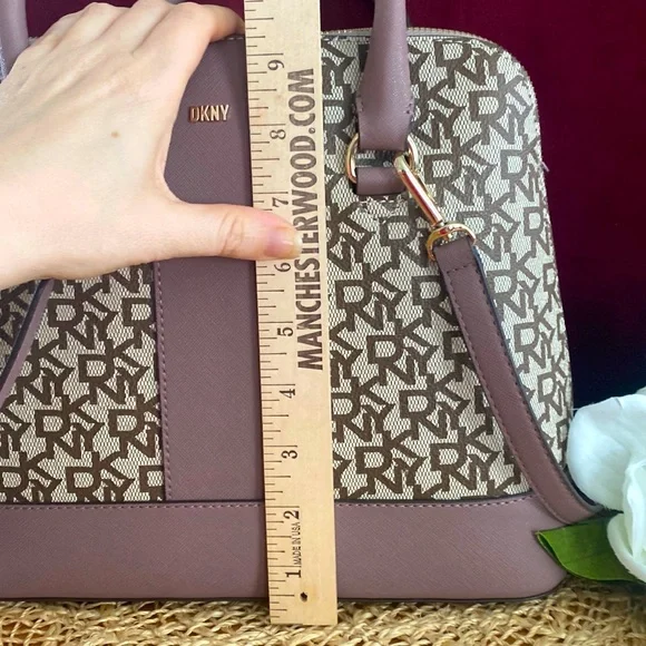 DKNY Bryant Medium Round Satchel, Tan & Mauve - Picture 11 of 14